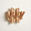 MVCOM® Picket Wooden Flip Wall Hooks - Natural Pine Wood Coat Rack with Retractable Foldable Hooks